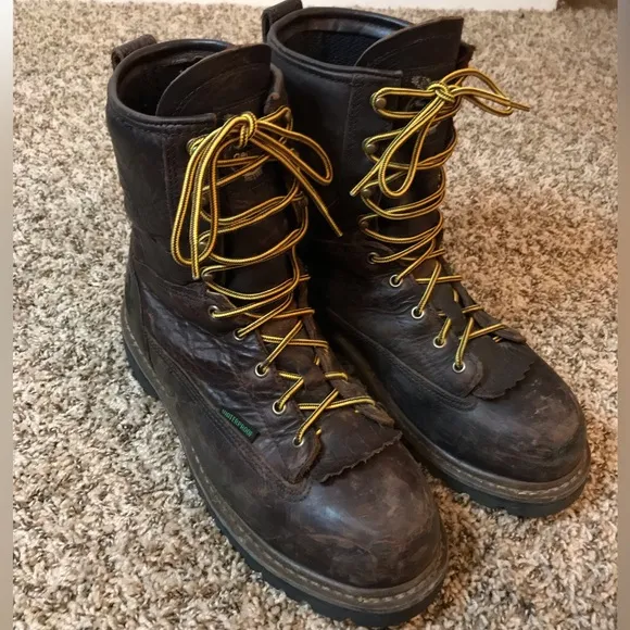 Georgia Boots leather weather proof sturdy work boots size Mens 10.