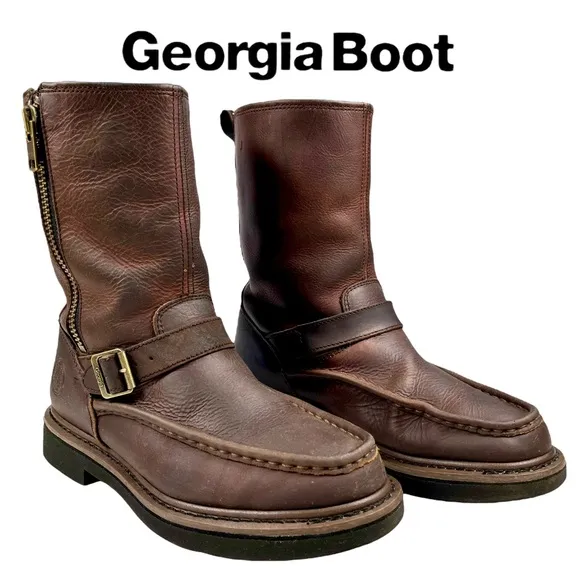 Georgia Boot | Men’s Size 9.5W | Brown Wellington Side Zip Waterproof Work Boots