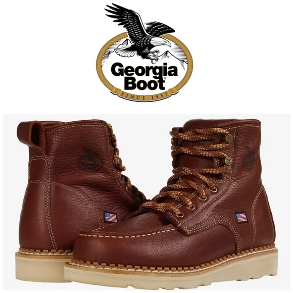 Georgia Boot Wedge Moc Toe Work Boot Men’s Size 7W NWOT
