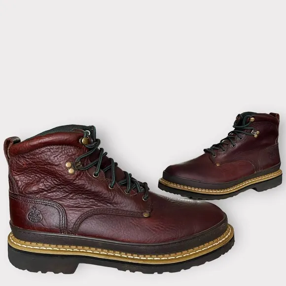 Georgia Boot Giant Steel Toe Brown Leather Lace Up Work Boots Mens 12 W G6374