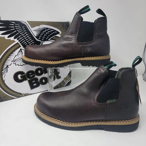 Georgia Boot Mens 11.5 Wide Slip On Waterproof Steel Toe Romeo Brown Boots