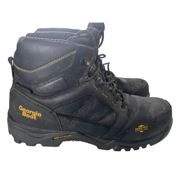 Georgia Boot Men's 6" Hiker Black Leather Comp Toe Work Boots Size 12W (GB00130)