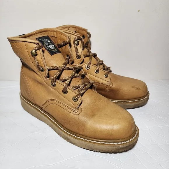 Georgia Boot G6152 Mens Wedge Boots - Barracuda Gold Size 11M Brown Shoes Ranch