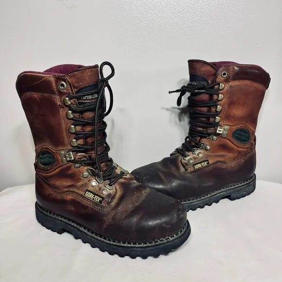 Georgia Boot Brown Leather Mid Calf Steel Toe Lace Up Gore Tex Workwear 6.5M
