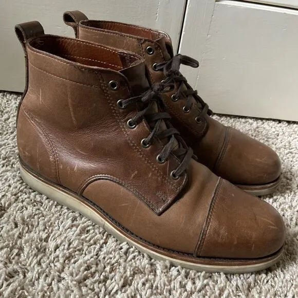 Helm Cap Toe Made in USA Brown Leather Boots Lace Up 31793 Men's Size 11.5 D