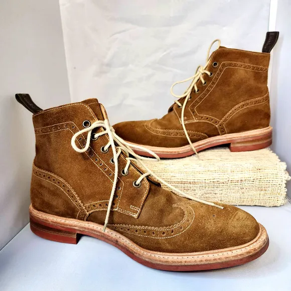 Loake 1880 Burford Suede Brogue Lace Up Brown Ankle Boots Made in England 9.5