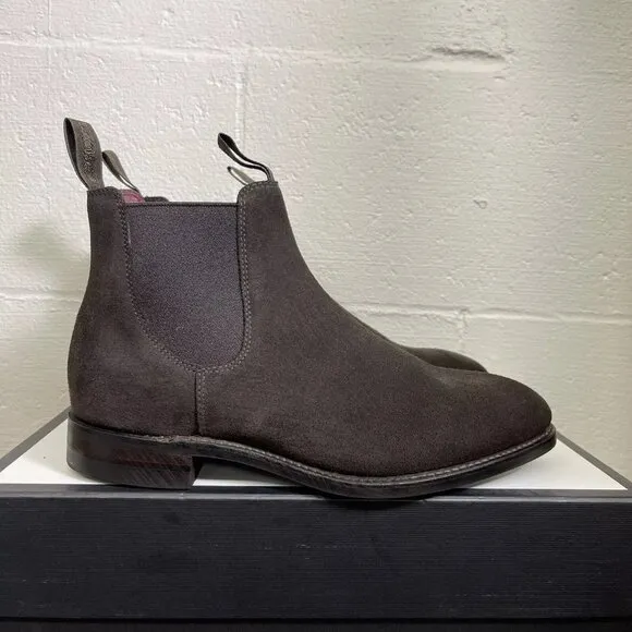 Loake Shoemaker Dark Brown Suede Chelsea Boots Shoes UK 7 US 8 EU 41