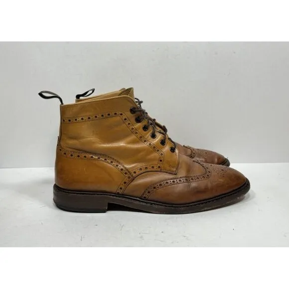Loake Burford 2 Tan Brown Leather Derby Brogue Boots Shoes Men’s Size 12 / 11 UK