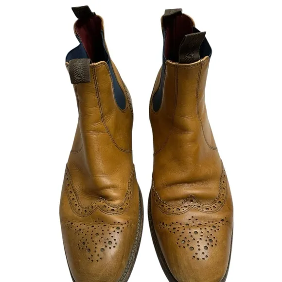 Tan Chelsea Boots with Brogue Detailing