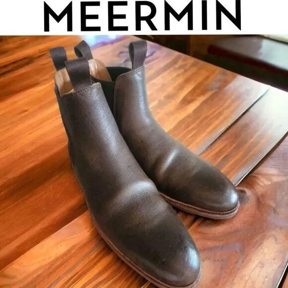 Meermin Men's Chelsea Boots - Waxy Kudu Caper Green | Size 9