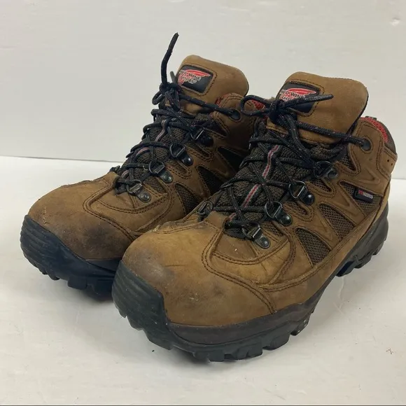 Red Wing Brown Leather Lace-up Steel Toe Hiker Boots Size 8 EE ASTM F2892-11 EH