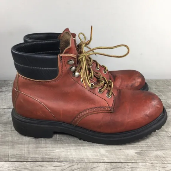 Red Wing 2245 Mens Leather Rubber Neck Work Safety Toe SuperSole Boots Size 8