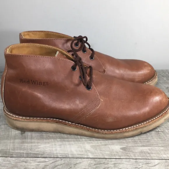 Red Wing 595 Traction Tred Chukka Men’s Leather Work Soft Toe Boots Size 11.5 D