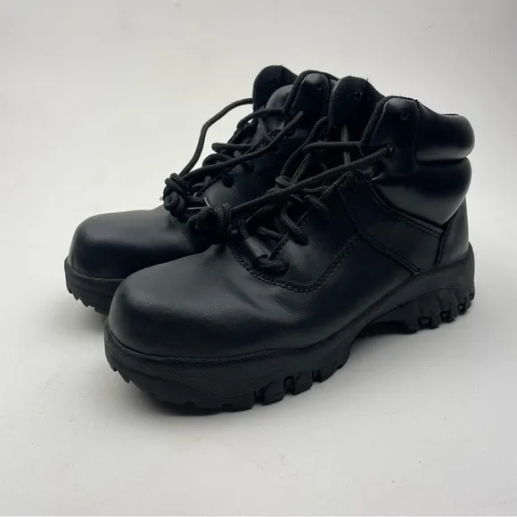 WORX by RED WING 6513 Black Leather Safety Steal Toe EH Work Boots Size 5.5