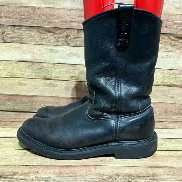 Red Wing Black Leather Side Zip Peco Boots