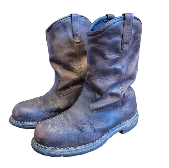 Red Wing Men's Pecos Western Pull On Work Boots Safety Toe Size 9.5 Brown 2271