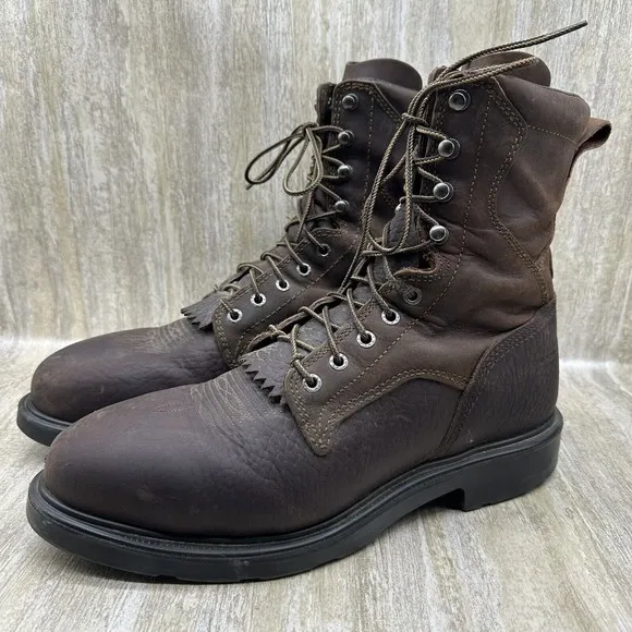 Vintage Red Wing Brown Leather Kiltie Round Toe Logger Woks Boots USA Made 10.5B