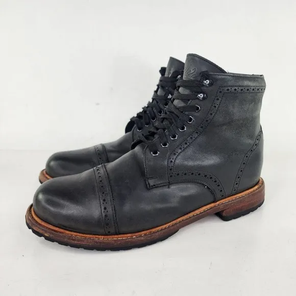 Wilcox Men's Full-Grain Black Leather cap toe Boots US 13 Chukka Boots 1501