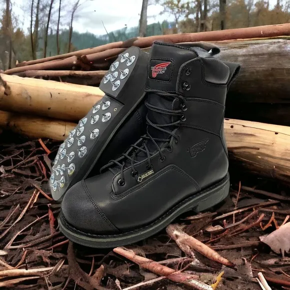 Red Wing Mens GoreTex Steel Toe Spiked Calk Logger Boots Size 7 D Work New Rare