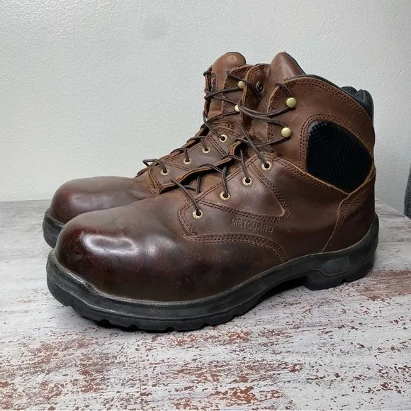 Red wing non-metallic toe brown leather boots 13 stock number 4421