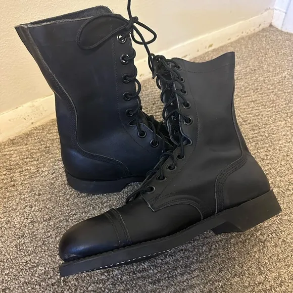 bilt rite • combat boots police edition black leather welted sole durable style