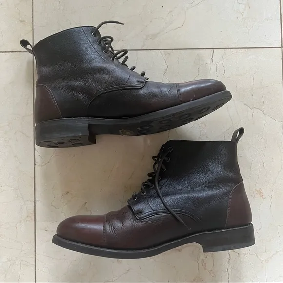 TAFT Brown Leather Mens Laceup Boots Sz 12 Like New