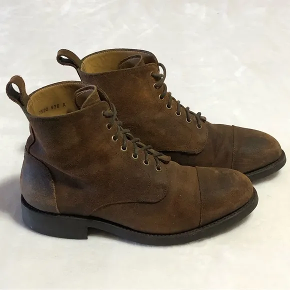 Taft Dragon “Roughout” Brown Suede Leather Lace Up Ankle Boots • Size 6