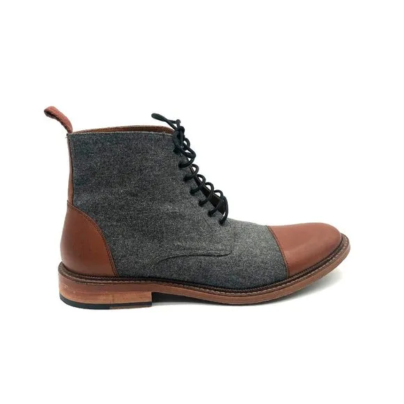 Taft Boots “The Jack” Tan Leather Gray Wool Size 42 (Mens US 8.5-9)