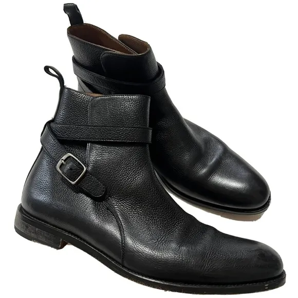 Taft men’s EU 43 US 10 black leather boots buckle handcrafted Belted pull on