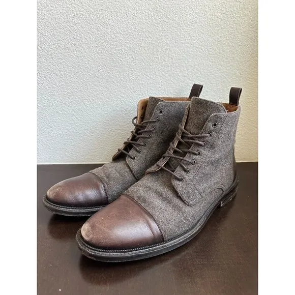 Taft The Jack Lace Up Boot Brown Wool Leather Mens EU 44 US 10.5