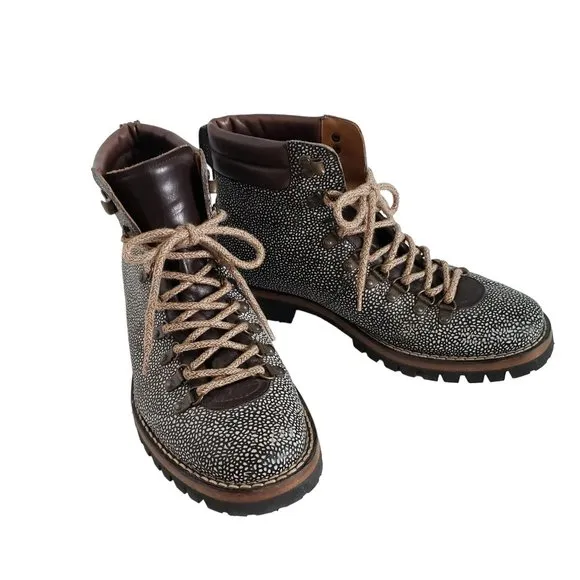 Taft Men's Hiking Boot Viking Size 42 Handcraft Spain Brown White Stone Leather