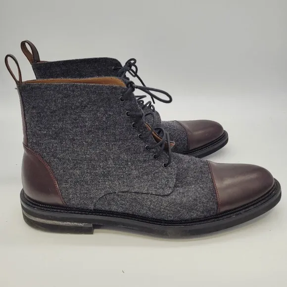 Taft "The Jack" Men's Boots Wool Grey Oxblood Leather Handcrafted, USA 12 EU 45