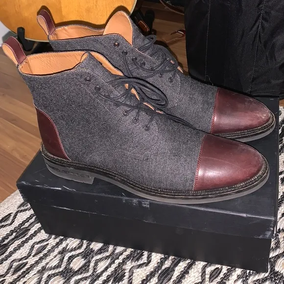 Taft Jack Boot in Grey/Oxblood