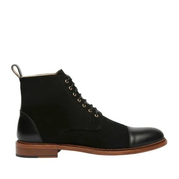 EUC Taft Mens Troy Handcrafted Black Leather and Suede Dress Boots Mens