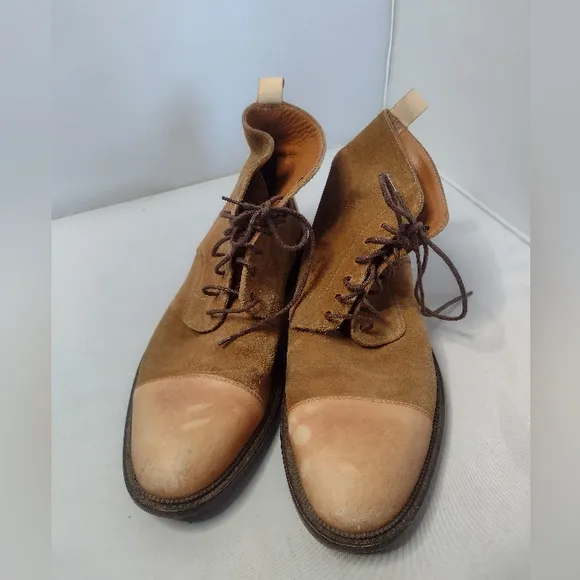 TAFT Men's Troy Dress Boots 42  Brown Tan Leather Cap Toe Ankle Suede B16