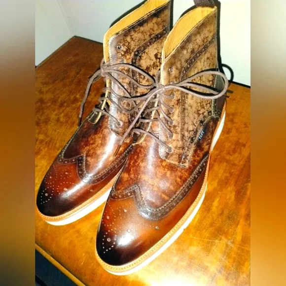 Men's Taft  Walnut Brown Leather Brogue Boots Size 14 True To Size