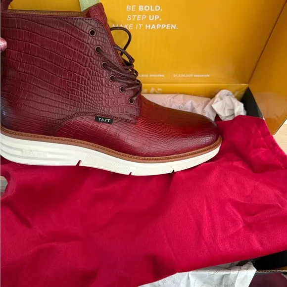 Taft Red Leather Boots with Chunky Sole
              
      NWT