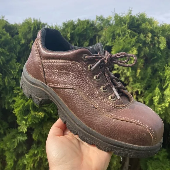 Thorogood Mens Steel Safety Toe Brown Leather Lace Up Oxfords Size 7