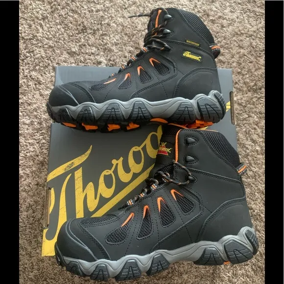 NWT Mens Thorogood 6” Crosstrex Waterproof Composite Toed Black/Orange Boots
          
      NWT