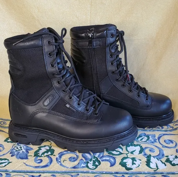 Thorogood Black Leather Unisex Combat Boots Mens 6 / Womens 8