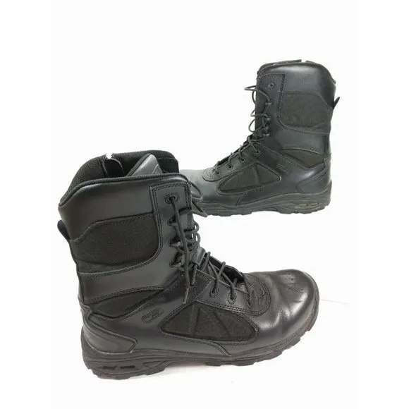 Thorogood Mens 15M Side Zip Black Leather Combat Boots 9” Tall
