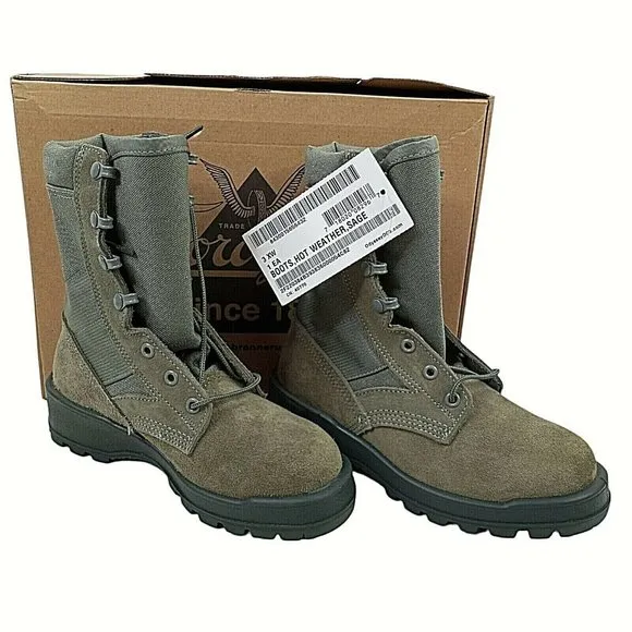 Thorogood Steel Toe Combat Boots Hot Weather Leather Canvas 3XW 6 Sage Vibram
          
      NWT