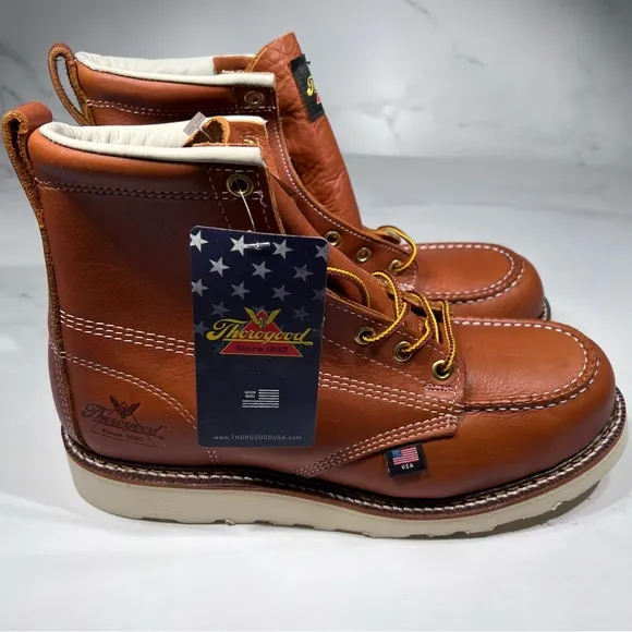 Thorogood 6” Safety Moc Toe Leather Tobacco Lace Up Boots
          
      NWT