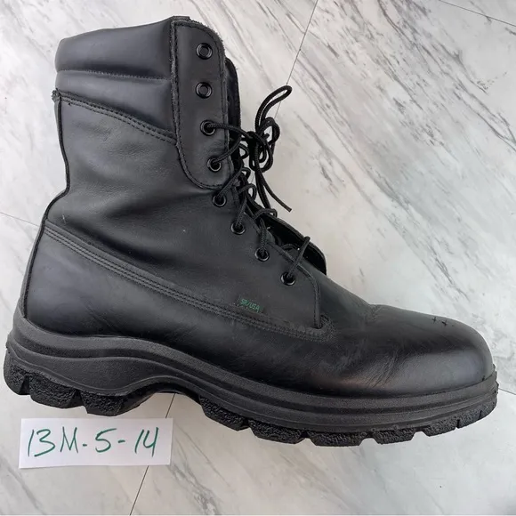 Thorogood Boots Mens 13 M Work PF3-2830 Black Leather Mid Calf Lace Up Round Toe