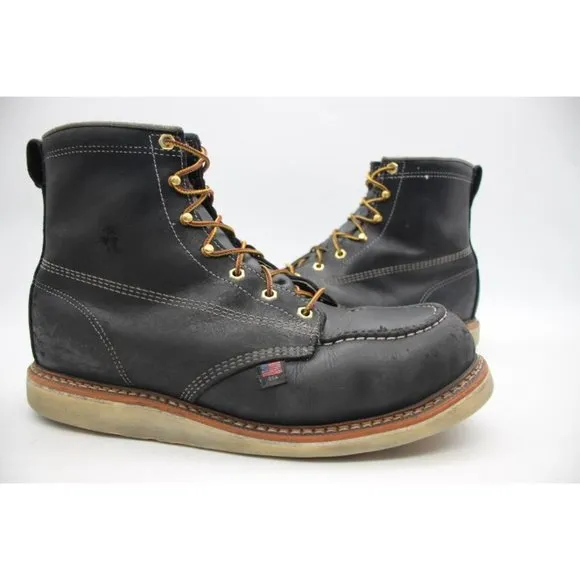 Thorogood Black 804-6201 Steel Toe Moc Toe Work Boots Men's Size 12 D USA