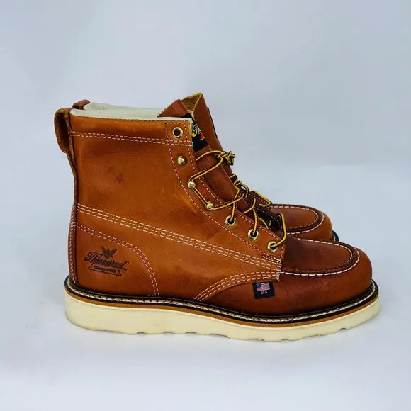 THOROGOOD MENS SLIP-RESISTANT FIRM TOBACCO MOC TOE LACE UP WORK BOOTS SIZE 11D