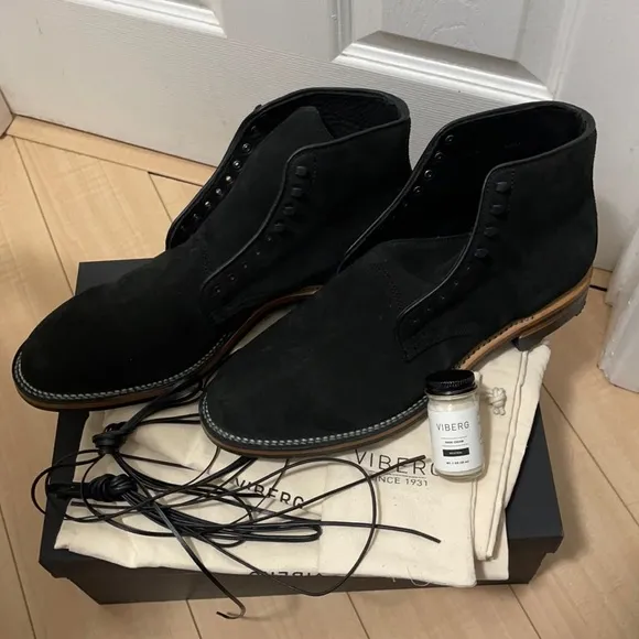 Viberg Zabri Leather Trimmed Suede Derby Boots
          
      NWT