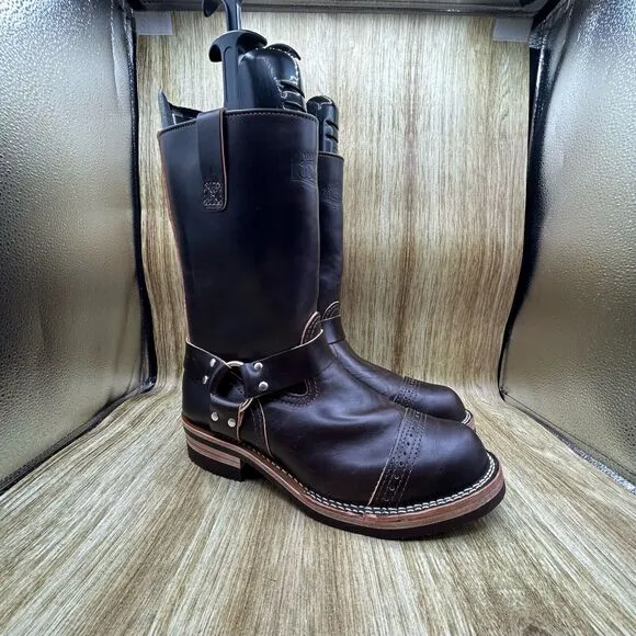 Wesco 11" Harness Boots Men's Size 11.5 E Dark Brown Shoes Boots Leather
