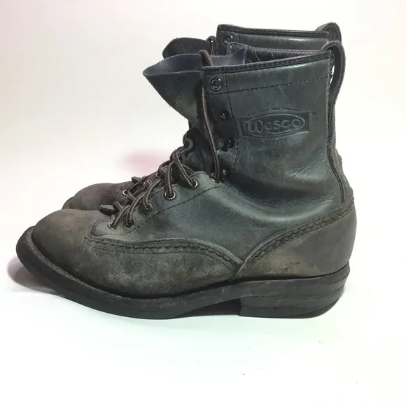 Smoke Jumper Logger Fire Work Boots Black Whites Wesco Drews JK? Men's Size 6EE