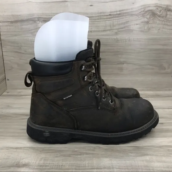 Wolverine floorhand brown leather waterproof steel toe work boots size 10.5M